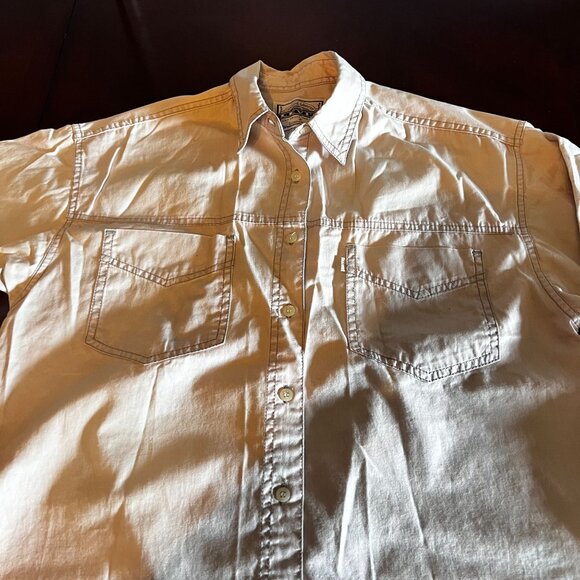 LEVIS Vintage beige Button Down Long Sleeve Shirt Sz M Casual Western‎ 90's - Picture 2 of 6